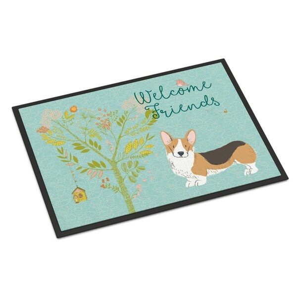 Carolines Treasures Welcome Friends Pembroke Welsh Corgi Tricolor Indoor or Outdoor Mat, 18 x 27 in. BB7609MAT - main